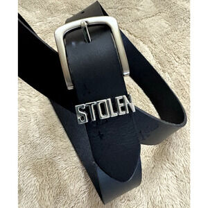 Stolen Belt Black Lather Size M/L Tooled Skull